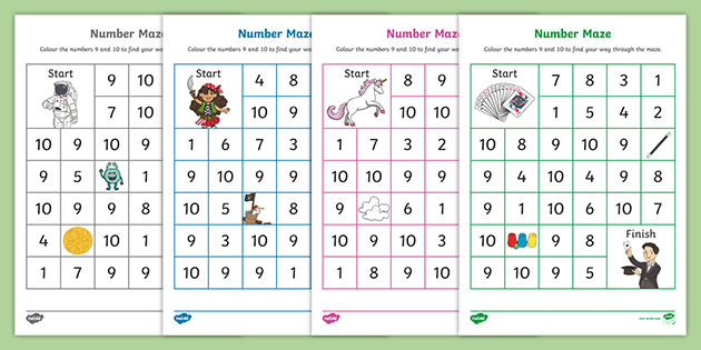 numbers 9 and 10 maze worksheets teacher made