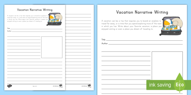 favorite vacation narrative writing worksheet worksheet