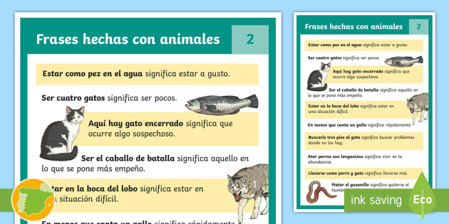 Póster A4: Frases hechas con animales 2 (teacher made)