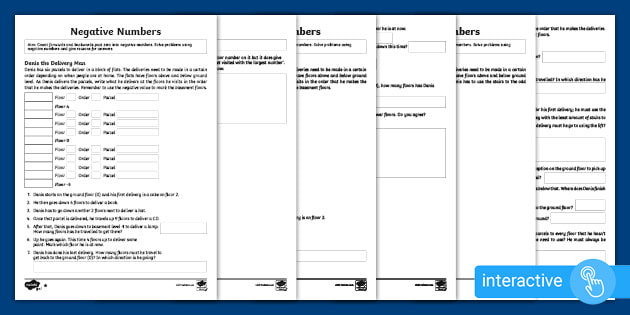 negative numbers differentiated worksheets primary resources ks2