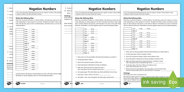 ks2 year 4 negative numbers problem solving differentiated worksheet