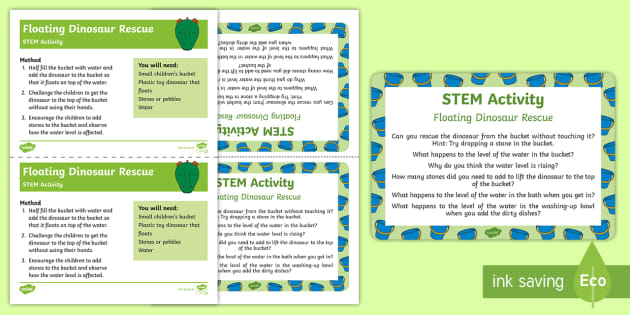 Floating Dinosaur Rescue STEM Activity and Prompt Card Pack