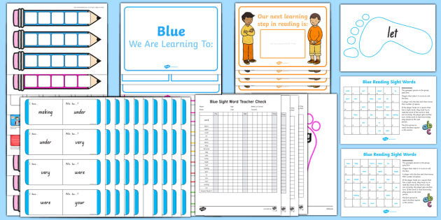 Blue Sight Words Resource Pack (teacher made)