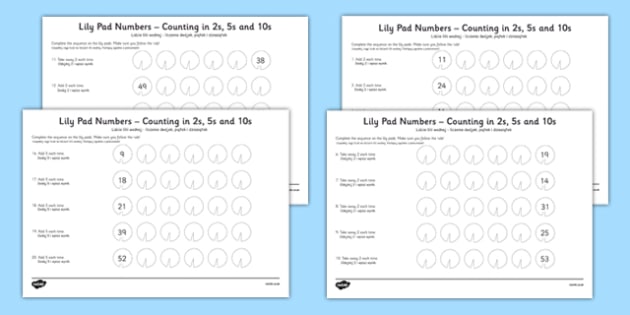 Lily Pad Counting In 2s 5s And 10s Worksheet Worksheet Polish Translation