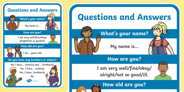 English Questions and Answers A4 Display Poster