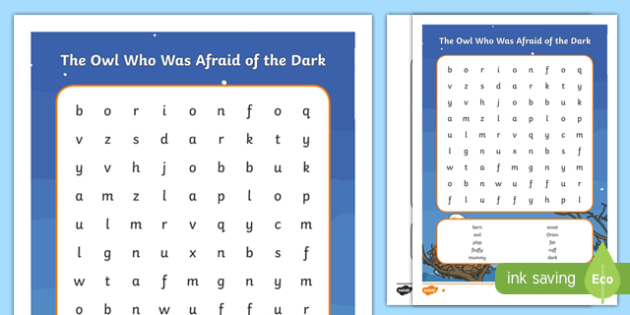 the owl who was afraid of the dark differentiated word search scottish