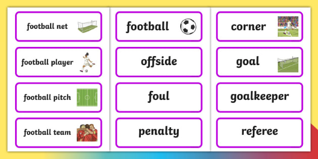 Football Word Cards (teacher made)