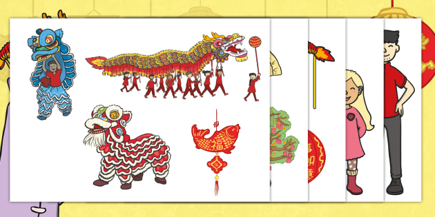 Dragons in the City Chinese New Year Story Cut-Outs