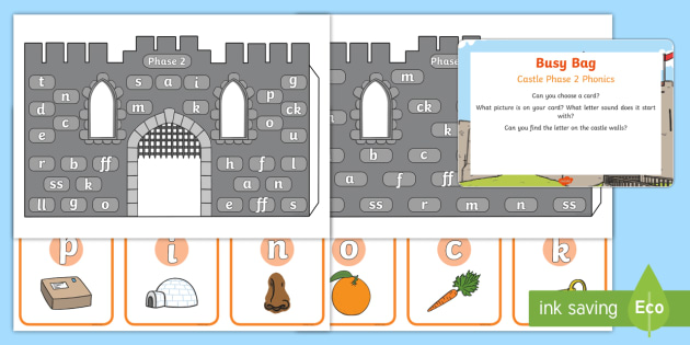 Castle Phase 2 Phonics Busy Bag Prompt Card And Resource Pack 