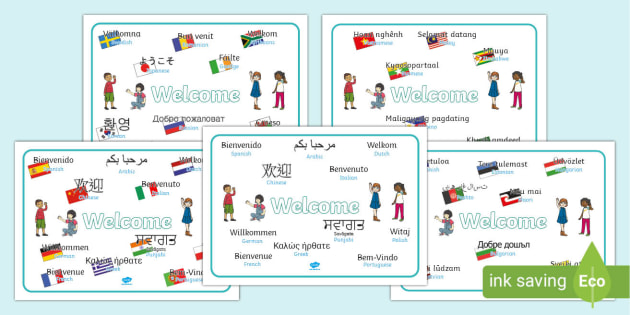 welcome in different languages banner