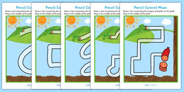 Pencil Control Maze Worksheets to Support Teaching on The Very