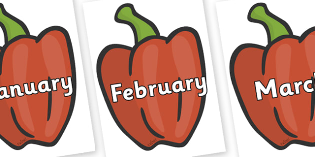 precursive months of the year on peppers (plain)