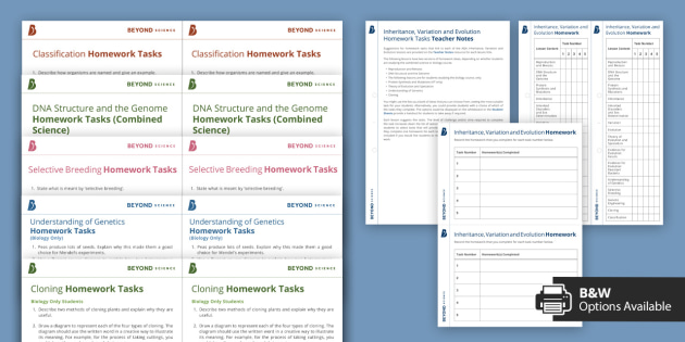 GCSE Inheritance, Variation and Evolution Homework Tasks