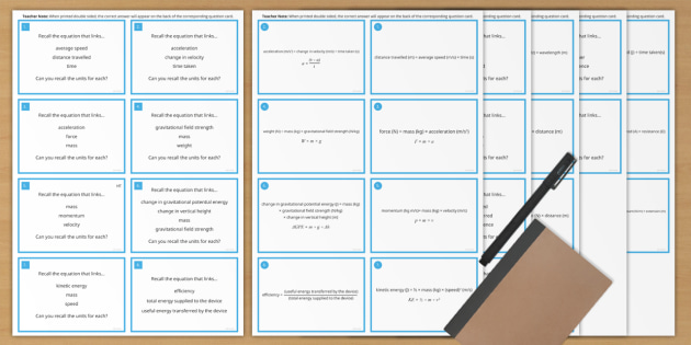 Edexcel Combined Science Physics Equations Flashcards 5275