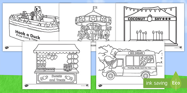 Summer Fair Colouring Pages