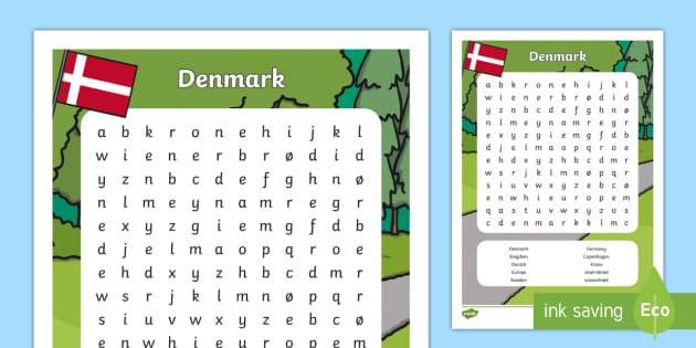 Denmark Word Search (teacher made)