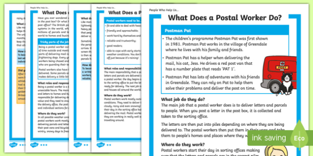 What Does A Postal Worker Do Differentiated Fact File What Does A Postal Worker Do Differentiated Fact File