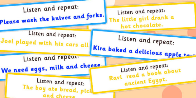 Listen and Repeat 6-7 Word Length Sentence Cards Set 2 - listen