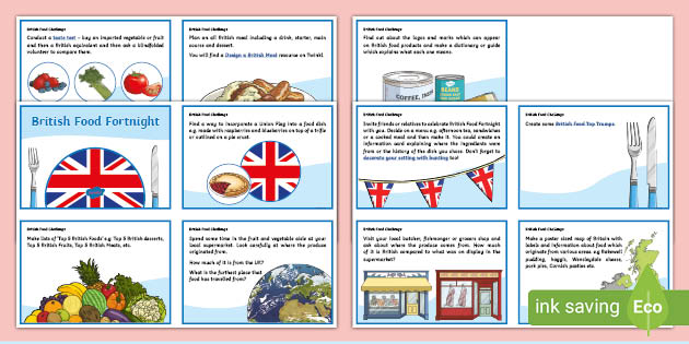 British Food Fortnight Challenge Cards - british food fortnight