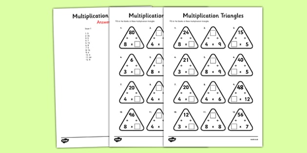 Year 3 Multiplication Triangles Worksheet Worksheet 3 4 And 8 Times Tables