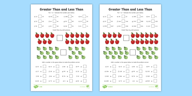 KS2 Greater Than And Less Than Worksheets Symbols Teaching