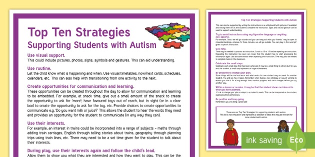 Strategies for Supporting Children with Autism - SEND Resources