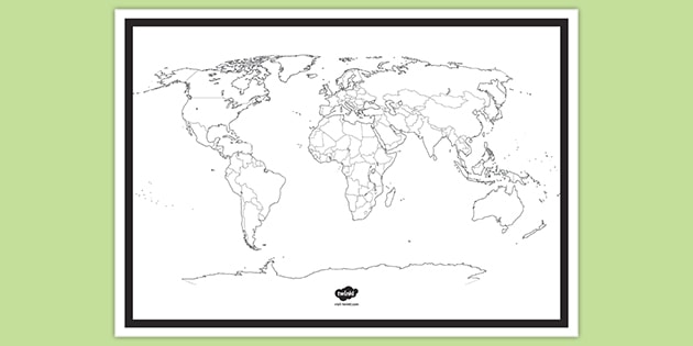 world map black and white blank