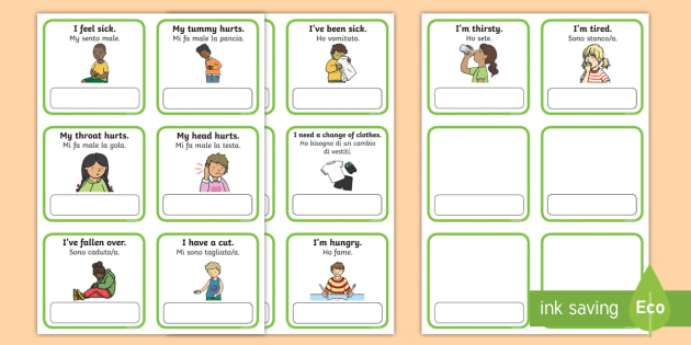 EAL Emergencies Editable Flashcards English/Italian - EAL Emergencies