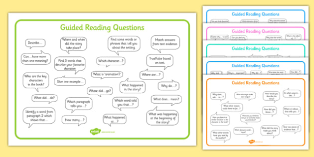 Guided Reading Questions KS1 — Question Mats