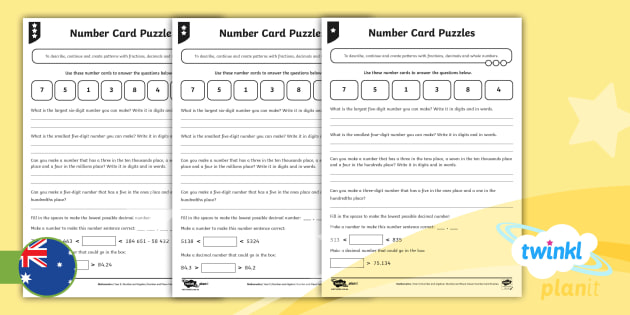 Year 5 Patterns and Algebra: Number Card Puzzles Home Learning Tasks