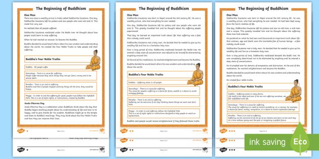 buddhism origins reading comprehension activity