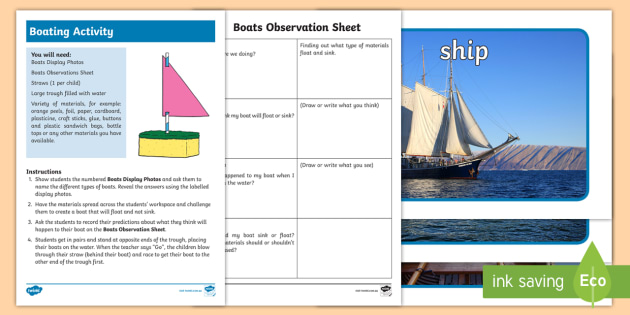 Sink or Float Activity | Boating Resource Pack | SEN