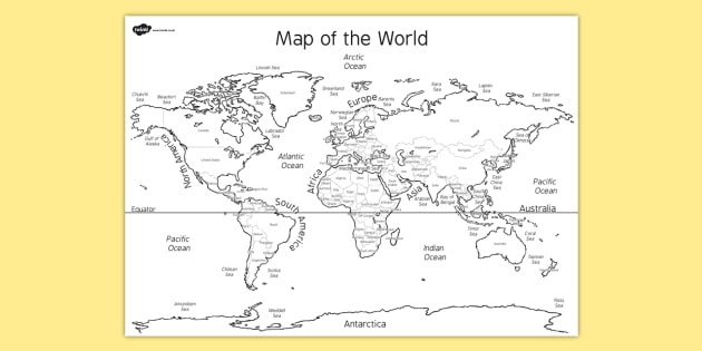 Outline Of World Map Labelling Sheet Primary Resources