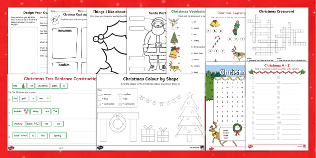 esl english christmas worksheet pack teacher made