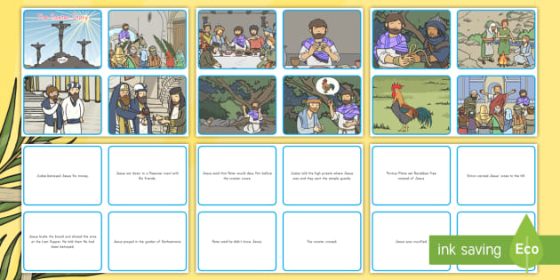 Easter Story Matching Sequencing Cards - Easter, Jesus, Bible, Christian