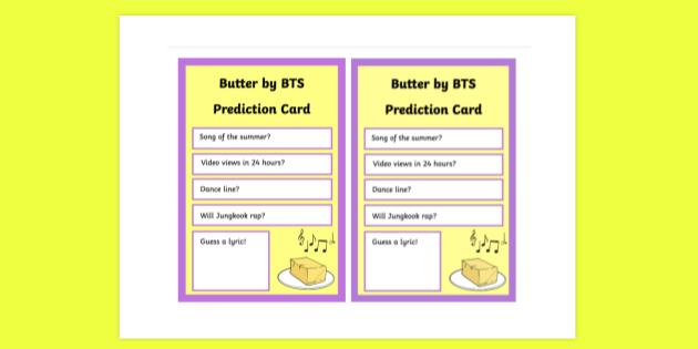 Butter By Bts Prediction Cards Primary Resources Butter By Bts Prediction Cards Primary Resources