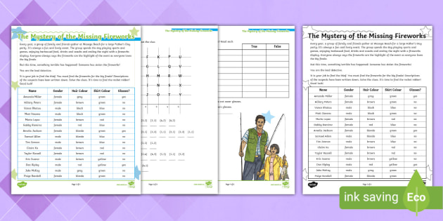 Father's Day Missing Fireworks Math Mystery (teacher made)