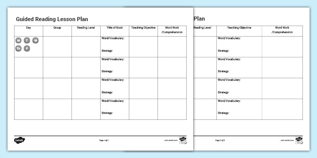 Editable Guided Reading Lesson Plan Template ELA Resources