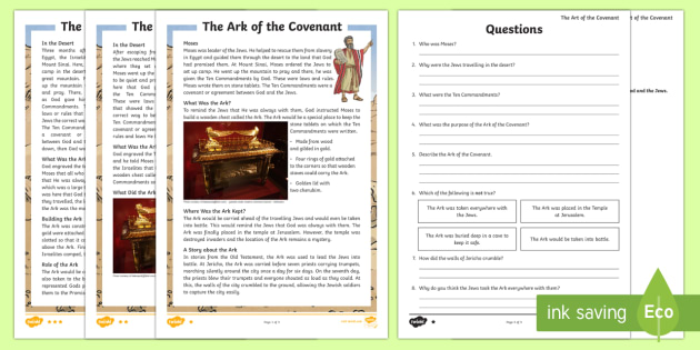 The Ark of the Covenant Differentiated Reading Comprehension Activity