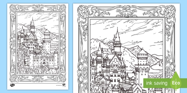 Neuschwanstein Castle Coloring Page