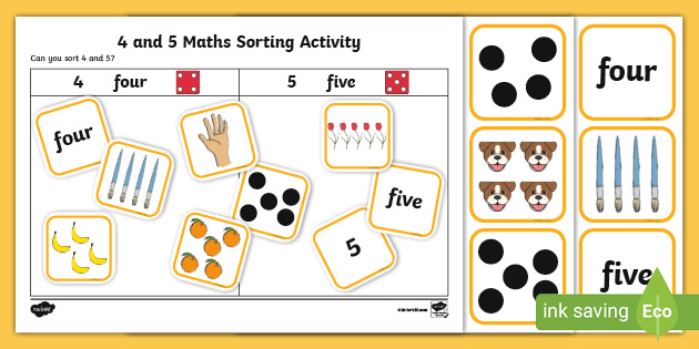 👉 4 and 5 Sorting Maths Activity