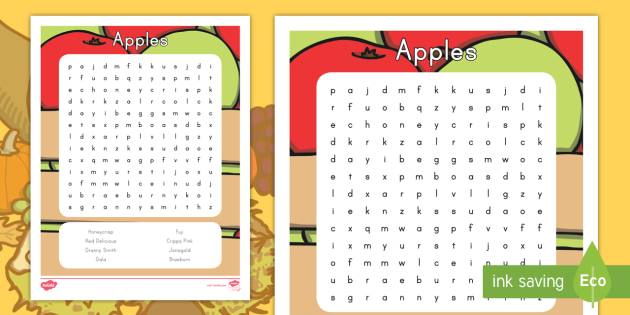 Apples Word Search Teacher Made