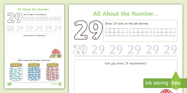 All About the Number 29 Worksheet (teacher made)