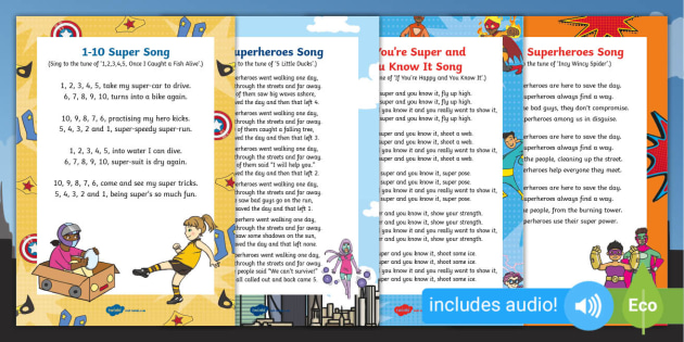 Superhero　Tune　With　Theme　Songs　Children　for　Twinkl