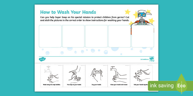 Washing Your Hands Super Soap Sequencing Worksheet