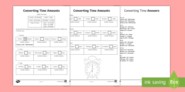 Converting Time Worksheet | Year 3 Mathematics Resource