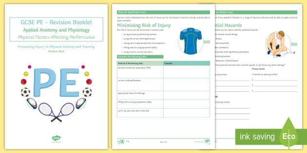 GCSE PE: Prevention Of Injury Revision Booklet