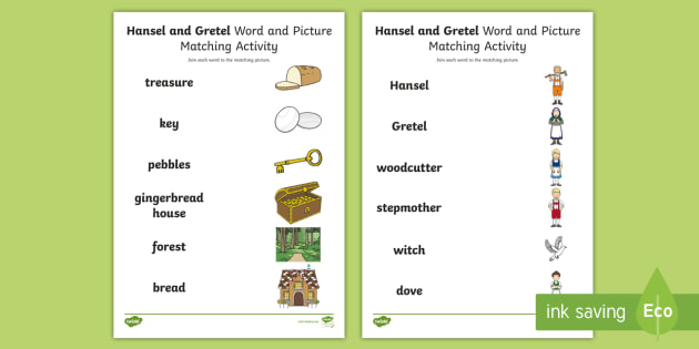 Hansel And Gretel Word And Picture Match (teacher Made)