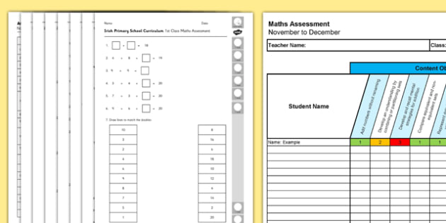 1st Class Maths Irish Curriculum Assessment Pack November To December 4708