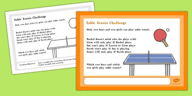 Table Tennis Maths Challenge A4 Display Posters